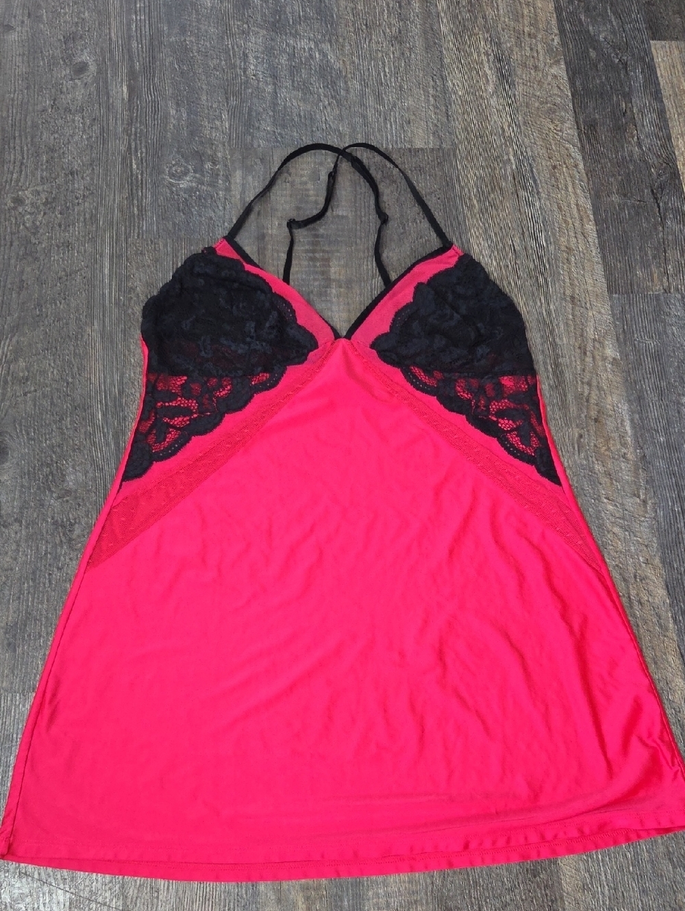 La SENZA Hot Red & Black Lace Chemise